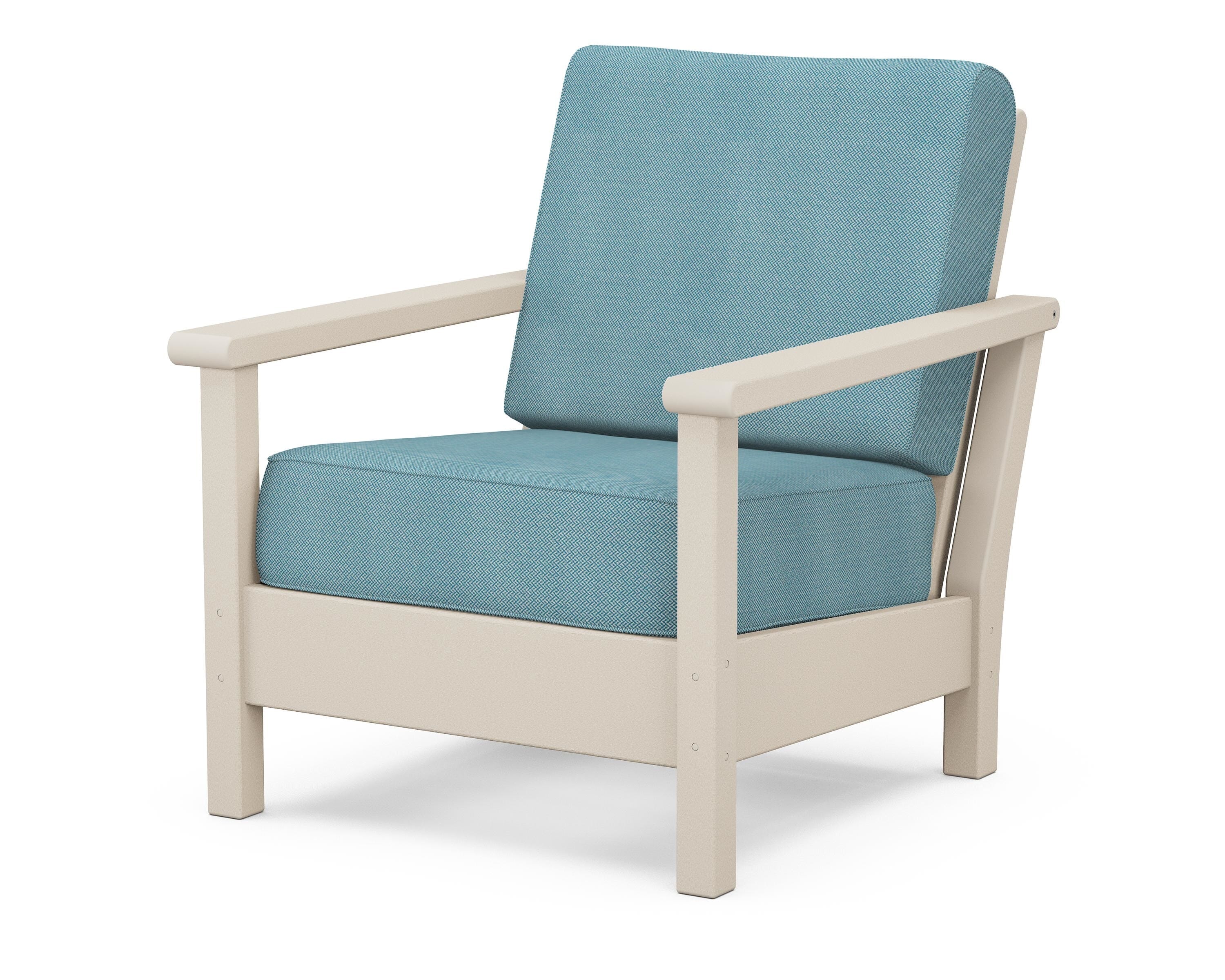POLYWOOD® Harbour Deep Seating Chair in Sand / Lattice Sky Blue