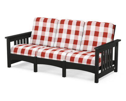 POLYWOOD® Club Mission Sofa in Black / Buffalo Plaid Crimson