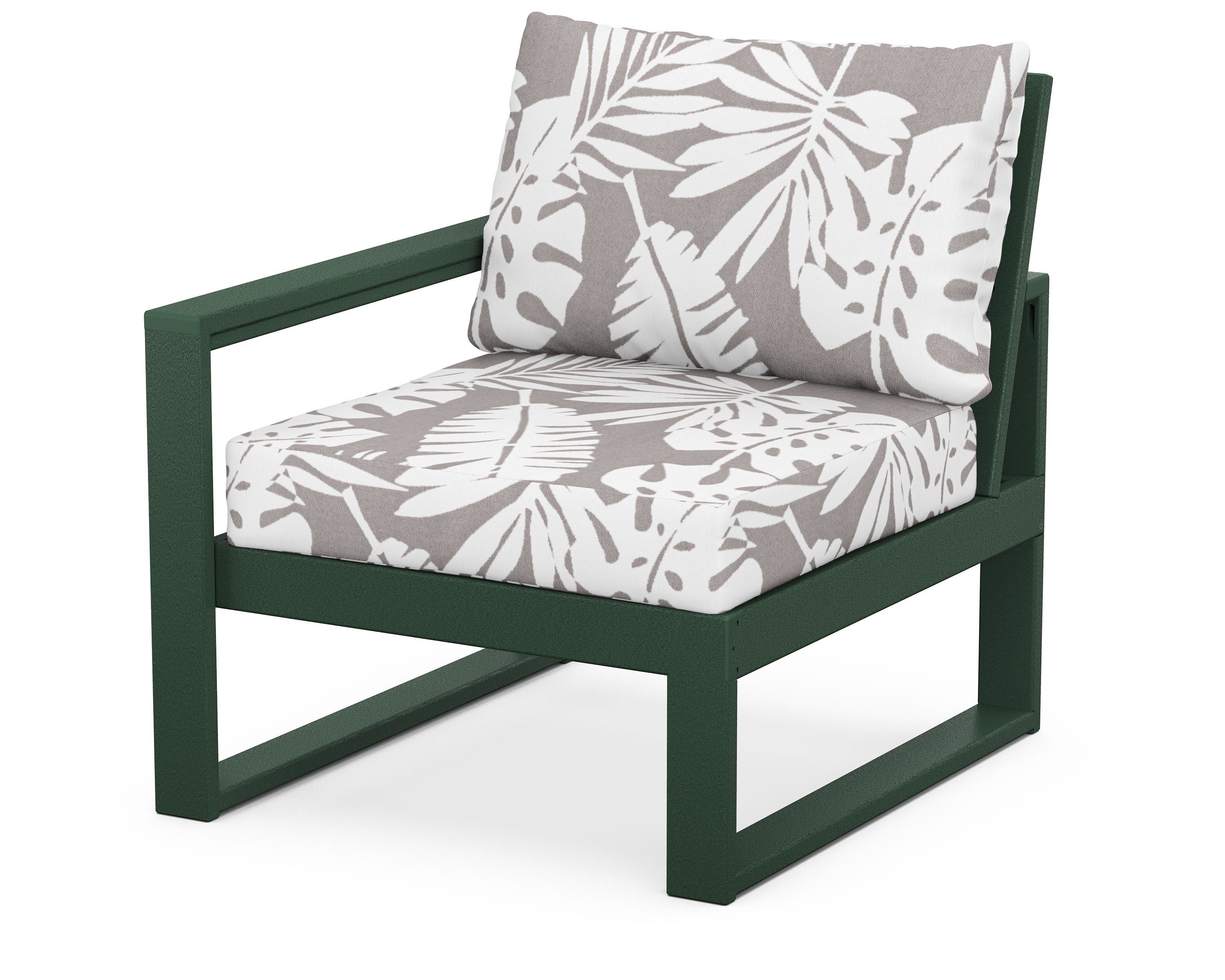 POLYWOOD® EDGE Modular Left Arm Chair in Green / Leaf Grey Mist