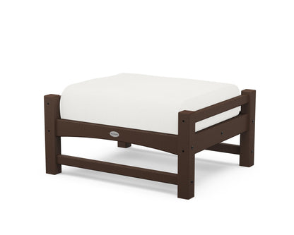 POLYWOOD® Club Ottoman in Mahogany / Natural Linen