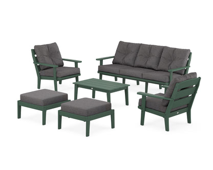 POLYWOOD® Lakeside 6-Piece Lounge Sofa Set in Green / Ash Charcoal