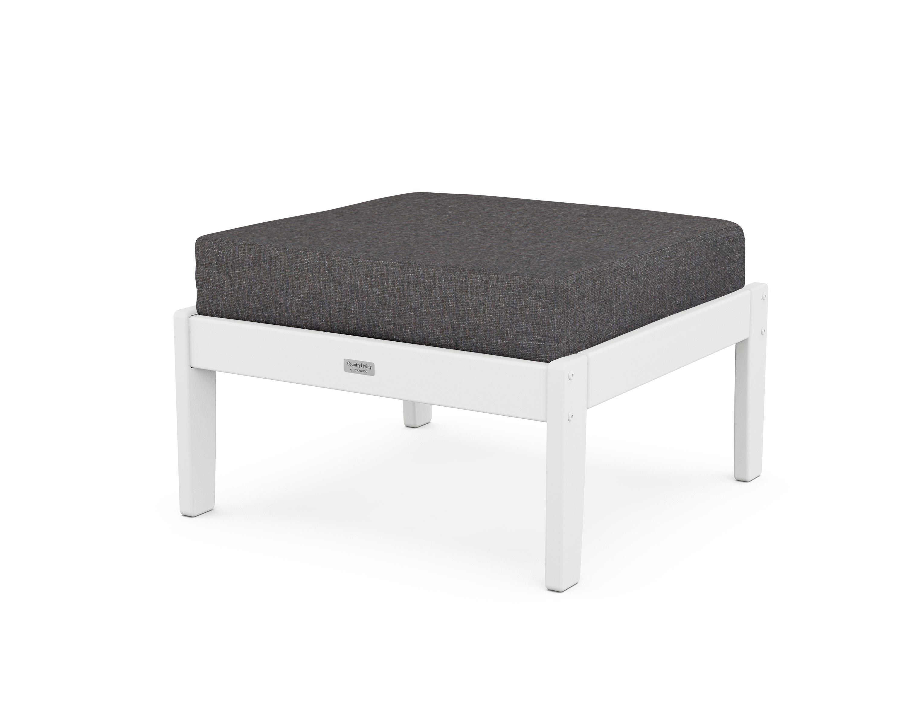 Country Living Cottage Deep Seating Ottoman in White / Ash Charcoal