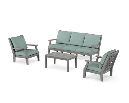 Country Living Wovendale 4-Piece Deep Seating Set with Sofa in Slate Grey / Glacier Spa