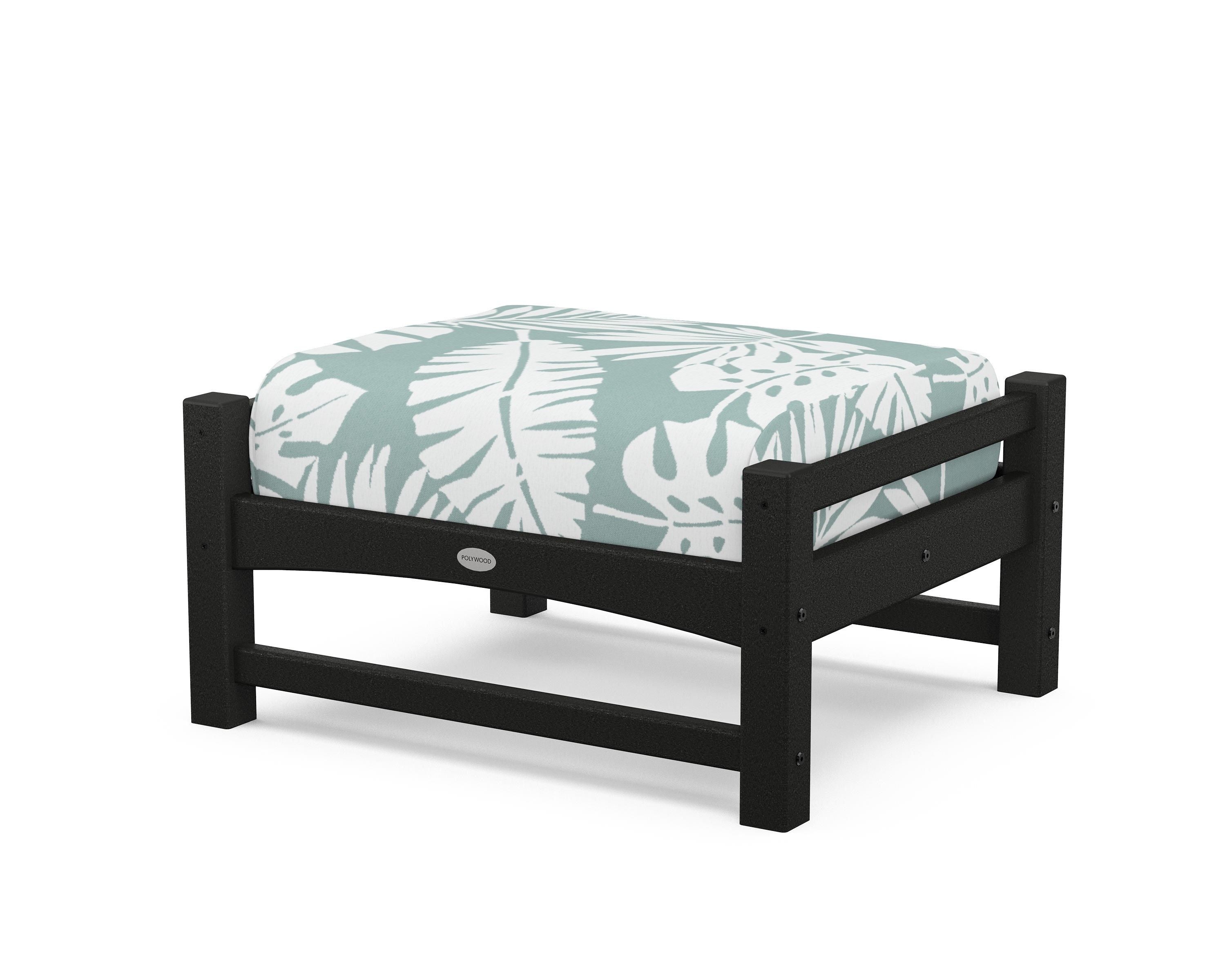 POLYWOOD® Club Ottoman in Black / Leaf Glacier Spa
