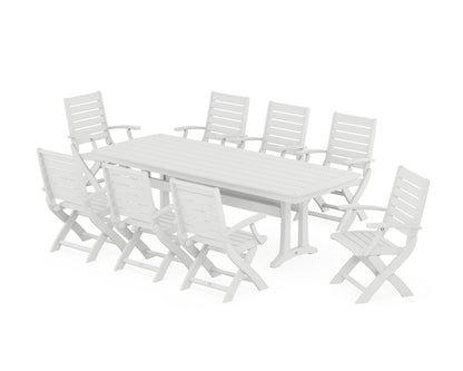 POLYWOOD® Signature Folding 9-Piece Dining Set with Trestle Legs in White