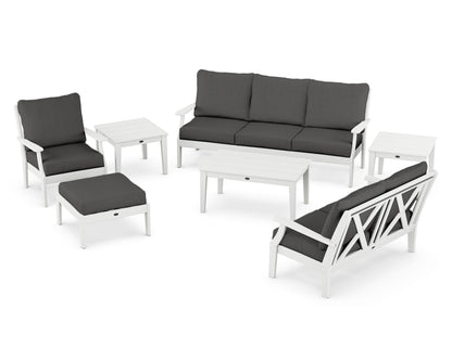 POLYWOOD® Braxton 7-Piece Deep Seating Set in White / Spectrum Carbon