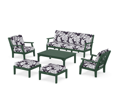 Martha Stewart by POLYWOOD® Chinoiserie 6-Piece Lounge Sofa Set in Green / Leaf Navy