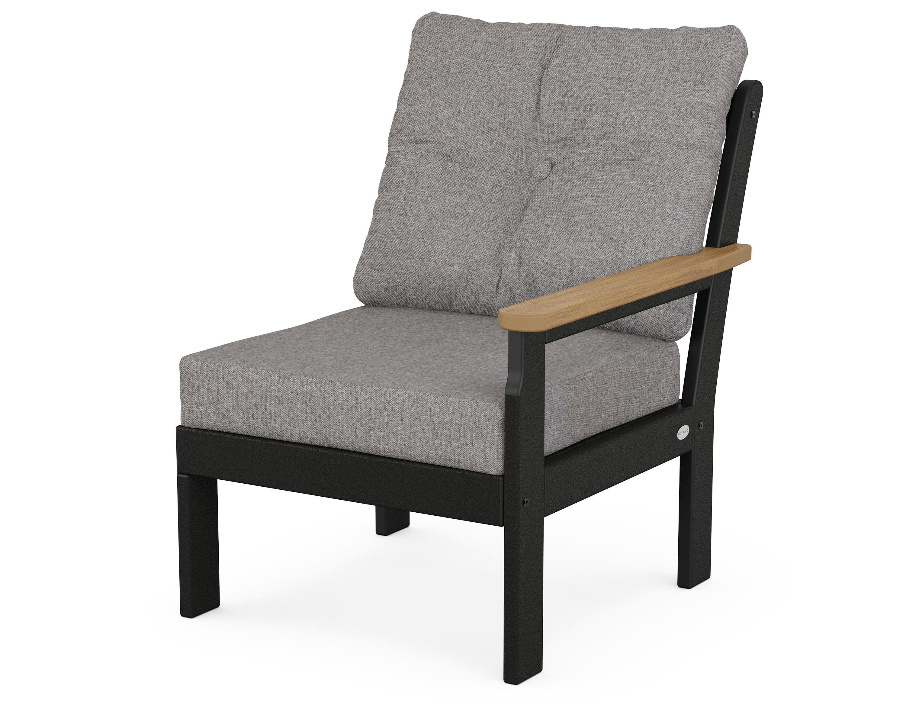 POLYWOOD® Vineyard Modular Right Arm Chair in Black / Natural / Grey Mist