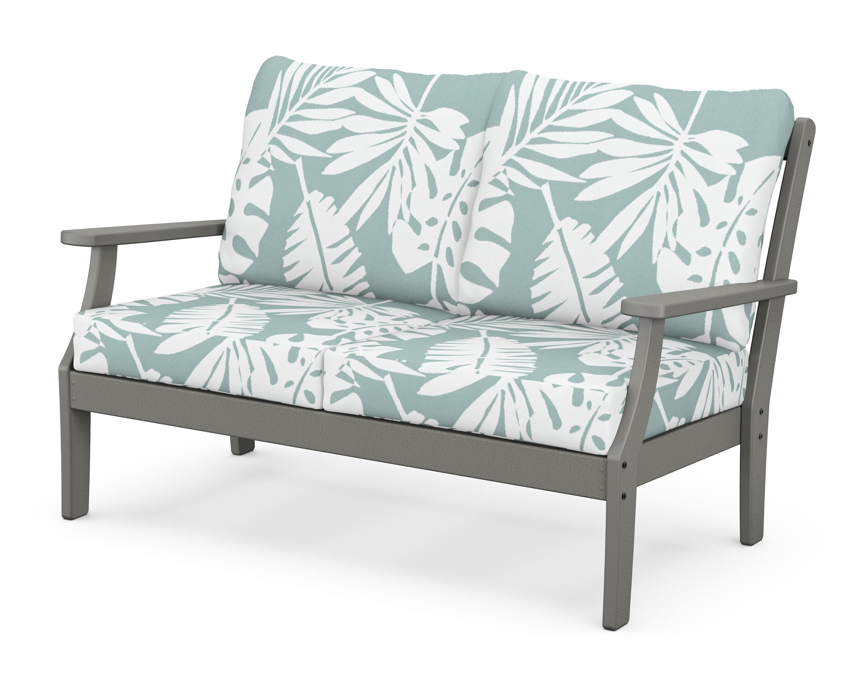 POLYWOOD® Braxton Deep Seating Loveseat in Slate Grey / Leaf Glacier Spa