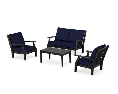 Country Living Wovendale 4-Piece Deep Seating Set with Loveseat in Black / Navy