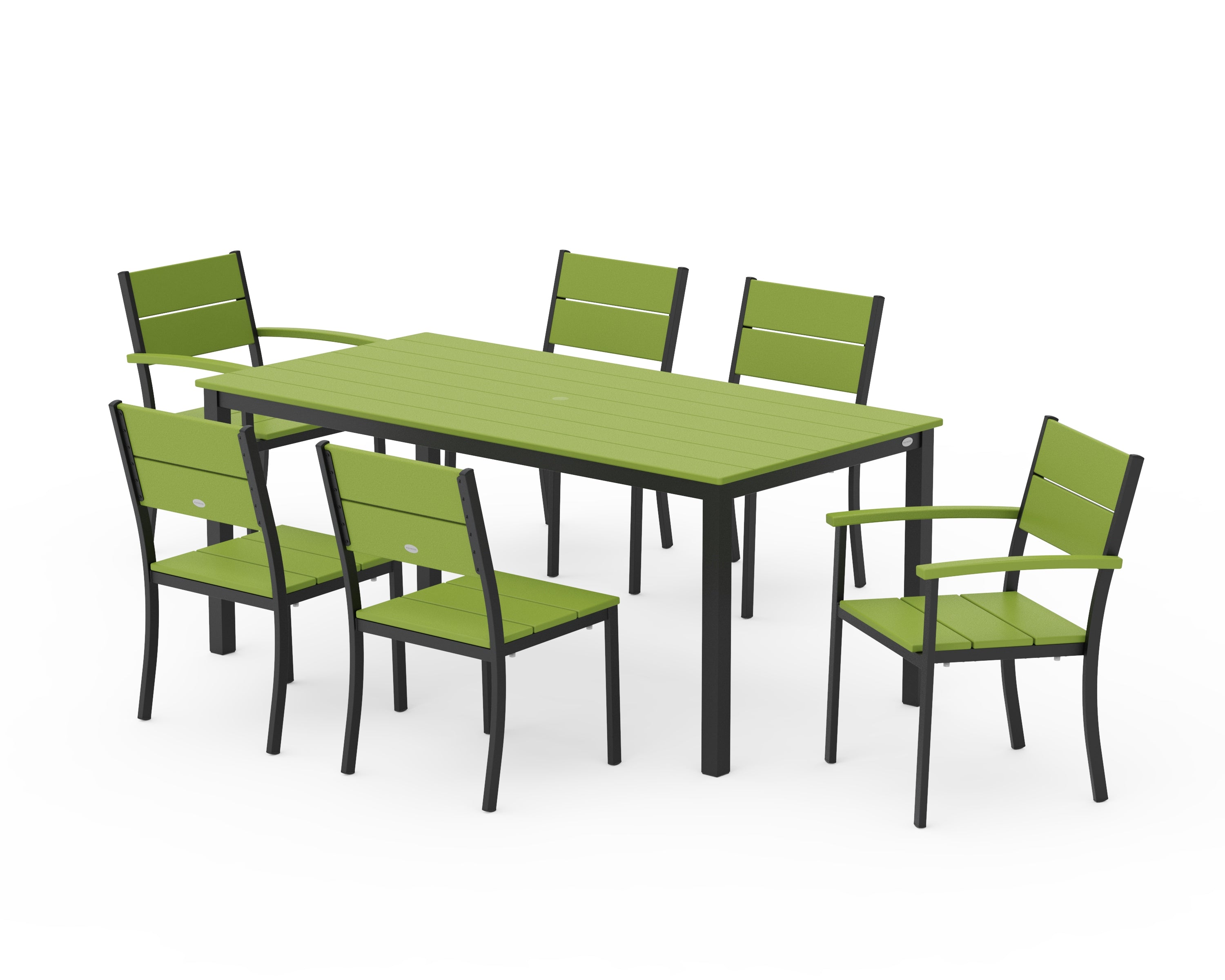 POLYWOOD® Main Street 7-Piece Dining Set in Black / Lime