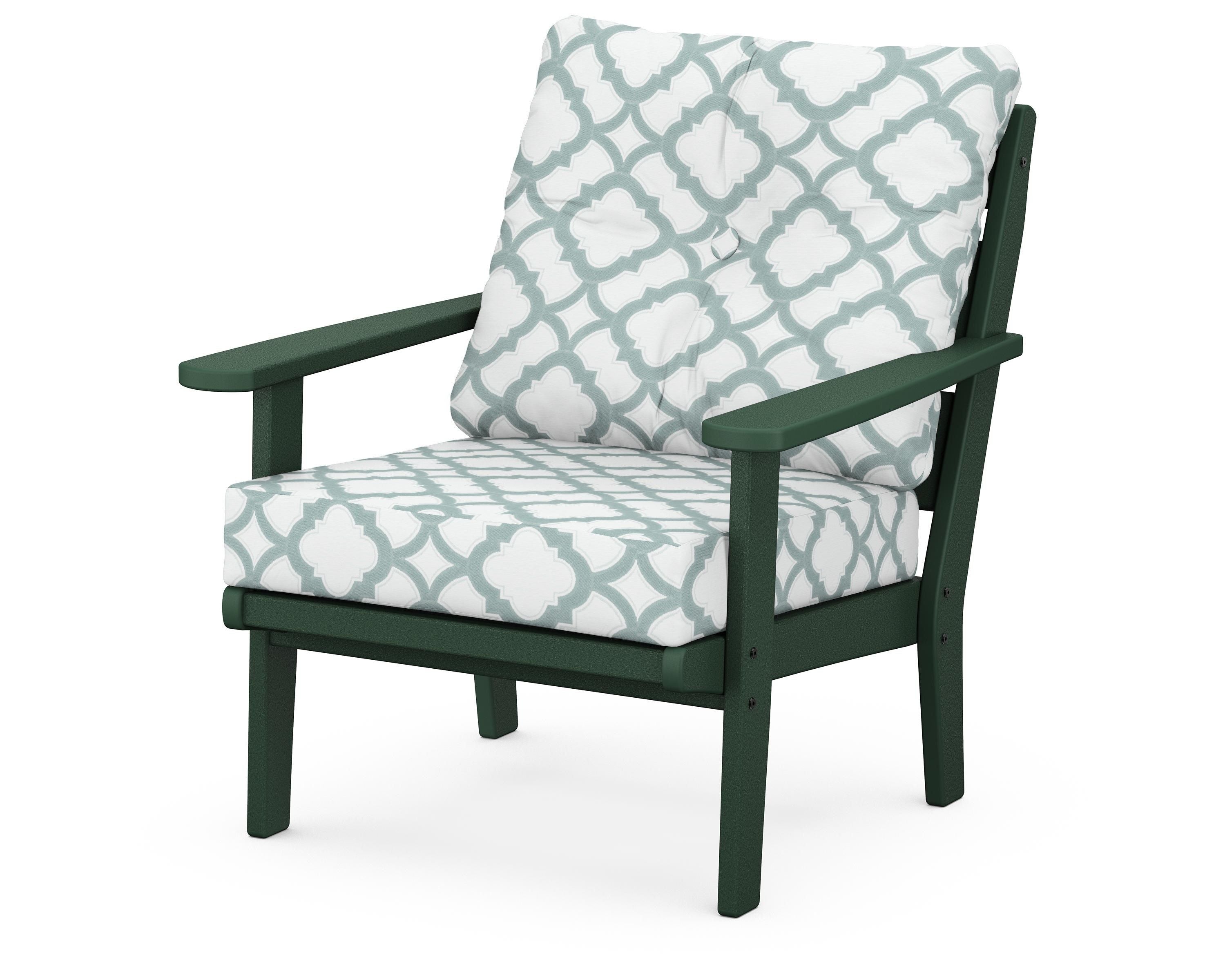 POLYWOOD® Lakeside Deep Seating Chair in Green / Trellis Glacier Spa