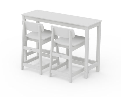 POLYWOOD® Modern Studio Urban Lowback Counter Chair 3-Piece Balcony Set in White