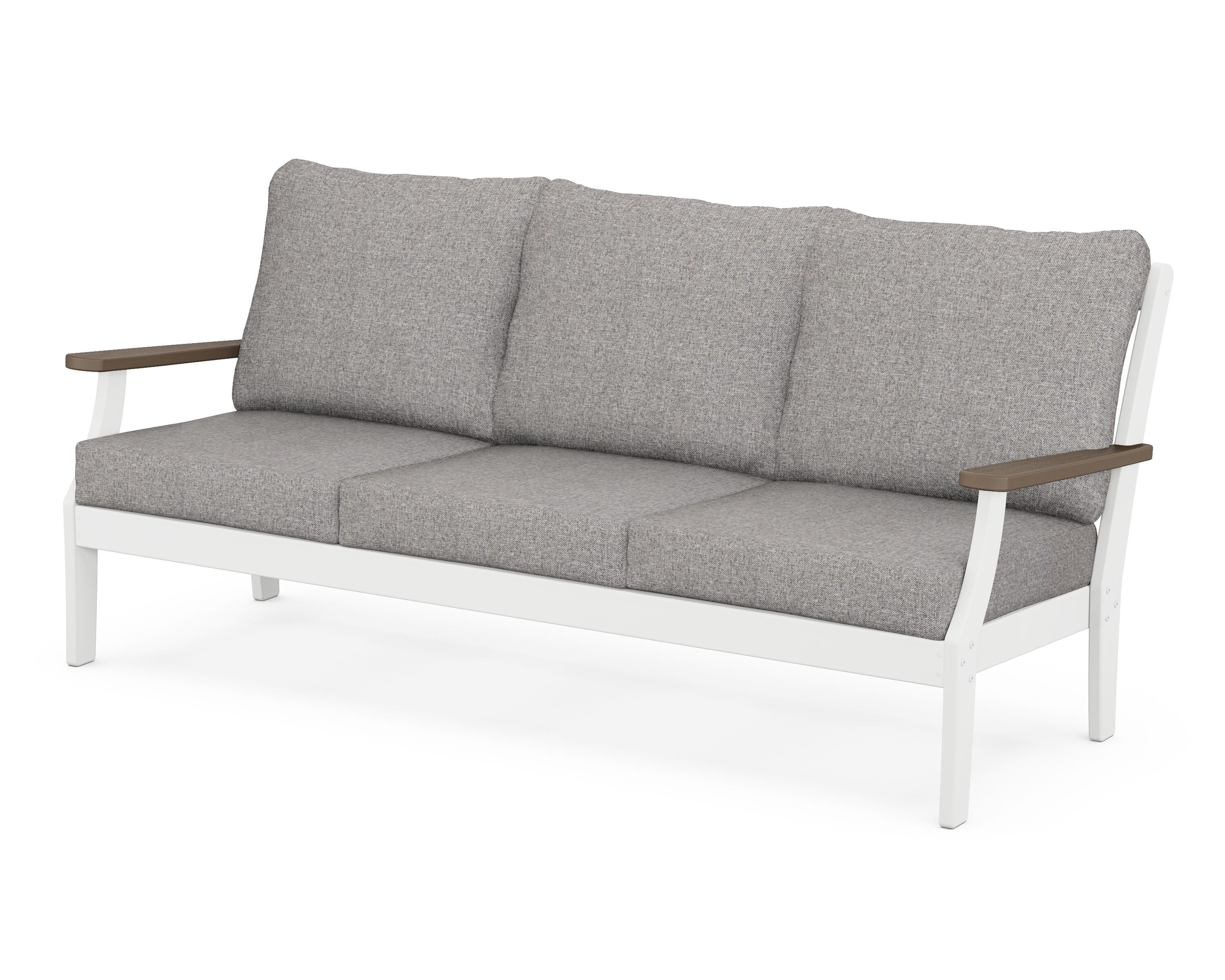 POLYWOOD® Braxton Deep Seating Sofa in White / Kona / Grey Mist