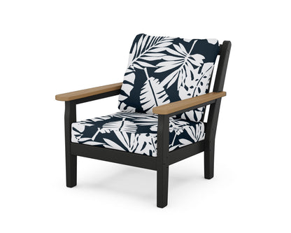 POLYWOOD® Chippendale Deep Seating Chair in Black / Natural / Leaf Marine Indigo