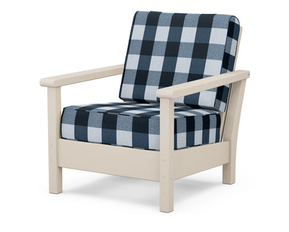 POLYWOOD® Harbour Deep Seating Chair in Sand / Buffalo Plaid Marine Indigo
