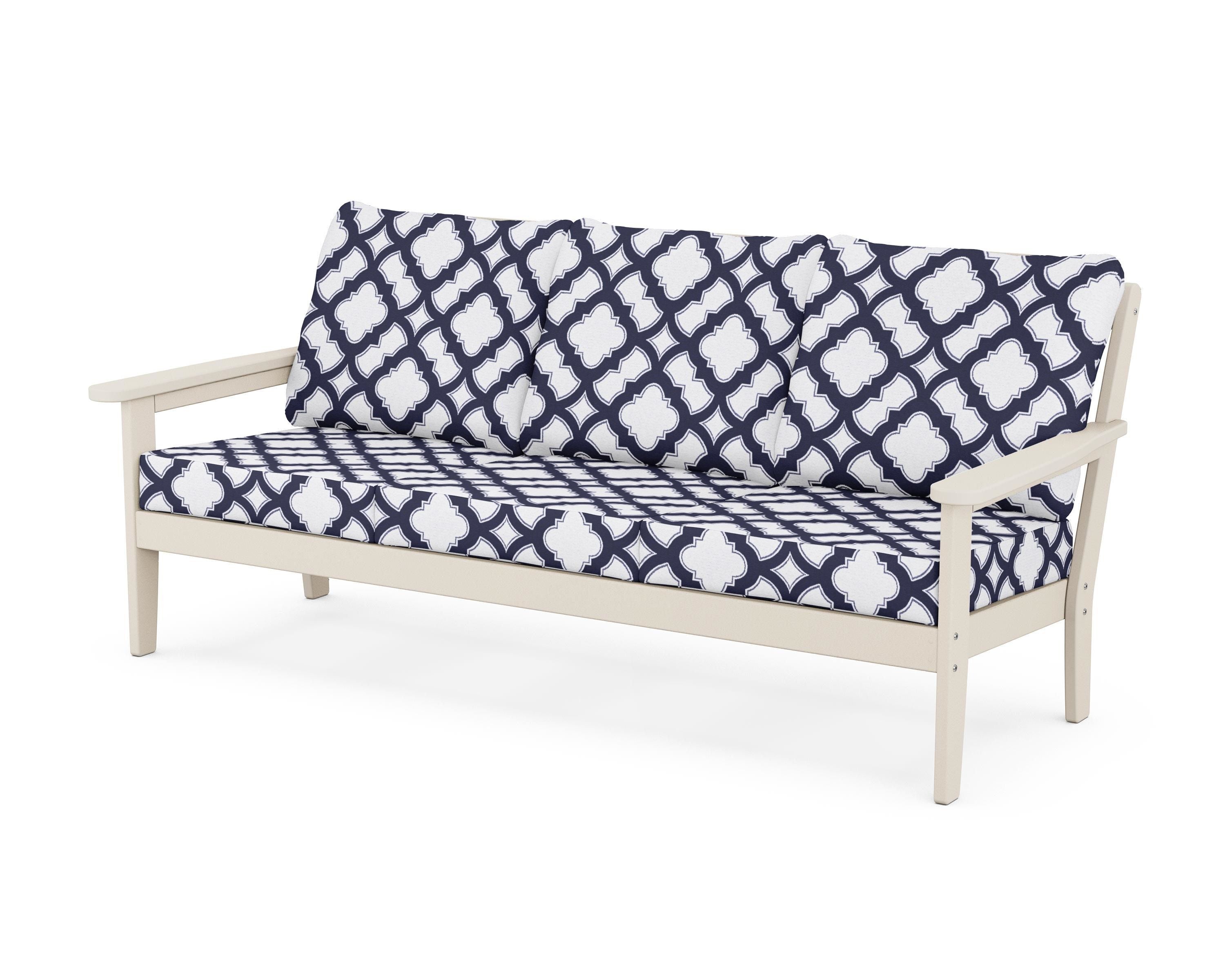 Country Living Cottage Deep Seating Sofa in Sand / Trellis Navy