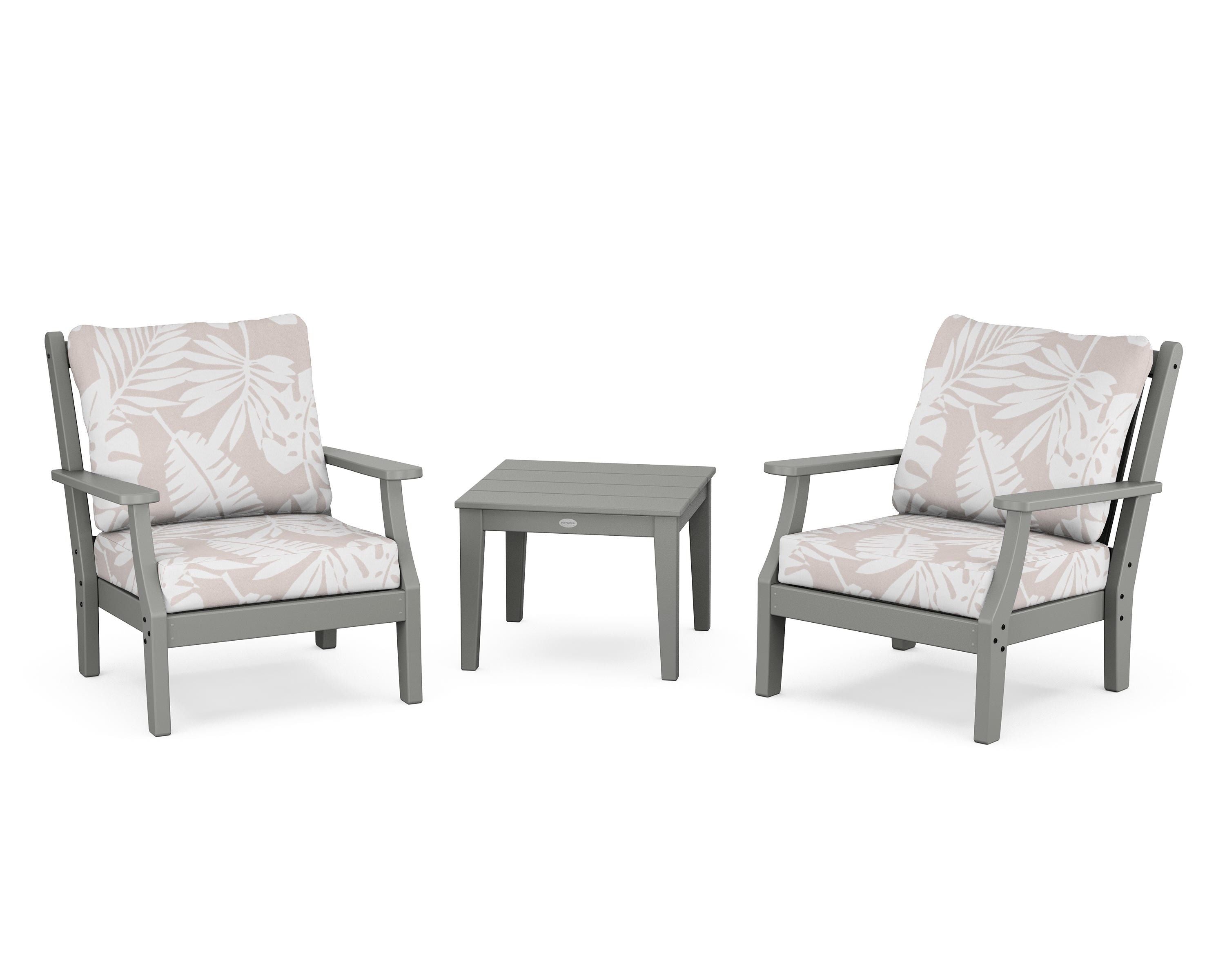 Country Living Wovendale 3-Piece Deep Seating Set in Slate Grey / Leaf Dune Burlap
