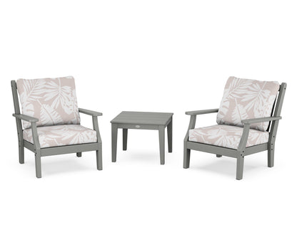 Country Living Wovendale 3-Piece Deep Seating Set in Slate Grey / Leaf Dune Burlap