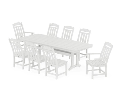 Country Living Cottage 9-Piece Dining Set with Trestle Legs in White