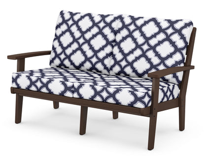 POLYWOOD® Grant Park Deep Seating Loveseat in Mahogany / Trellis Navy