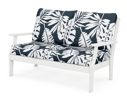 POLYWOOD® Braxton Deep Seating Loveseat in White / Leaf Marine Indigo