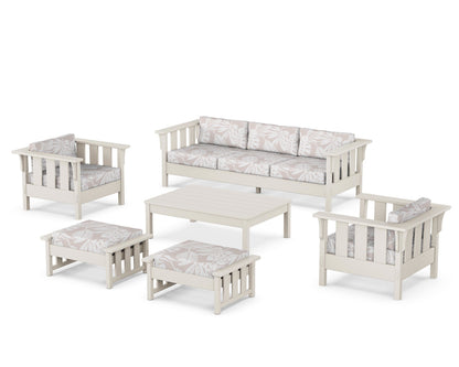 Martha Stewart by POLYWOOD® Acadia 6-Piece Lounge Sofa Set in Sand / Leaf Dune Burlap