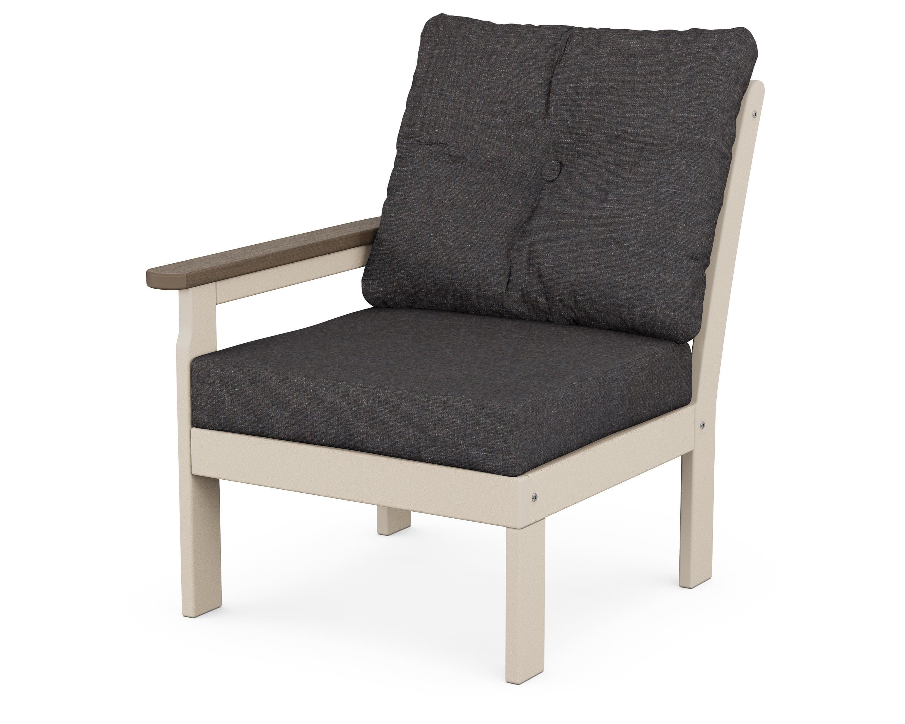 POLYWOOD® Vineyard Modular Left Arm Chair in Sand / Kona / Ash Charcoal