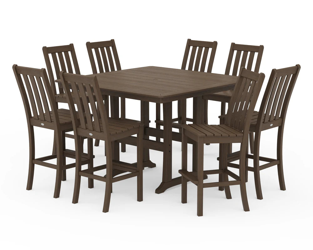 Vineyard 9-Piece Nautical Trestle Bar Set