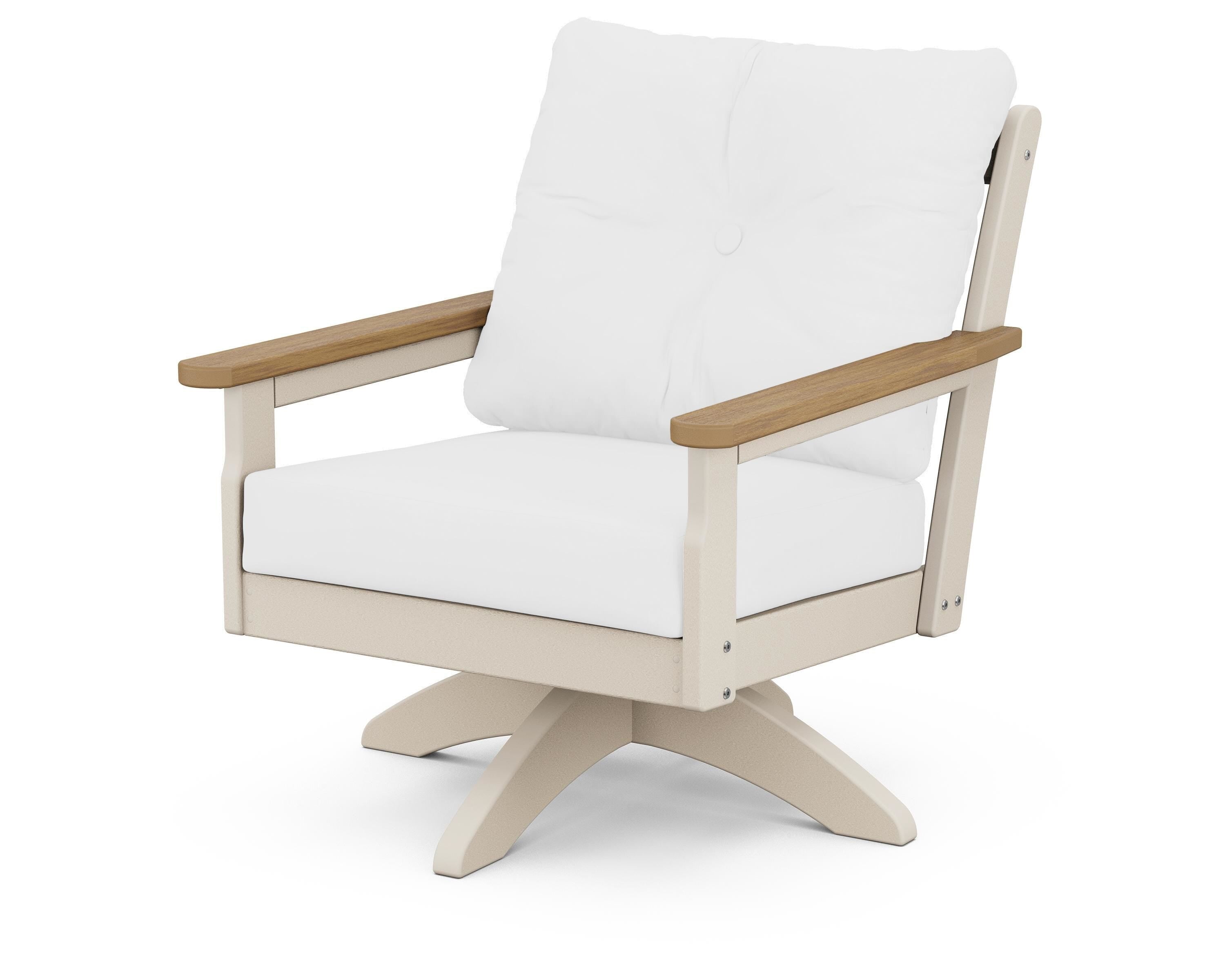 POLYWOOD® Vineyard Deep Seating Swivel Chair in Sand / Natural / Natural