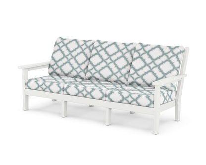 POLYWOOD® Chippendale Deep Seating Sofa in White / Trellis Glacier Spa