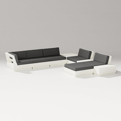 PW Designer Series Elevate 9-Piece Conversation Sectional in Vintage White / Spectrum Carbon