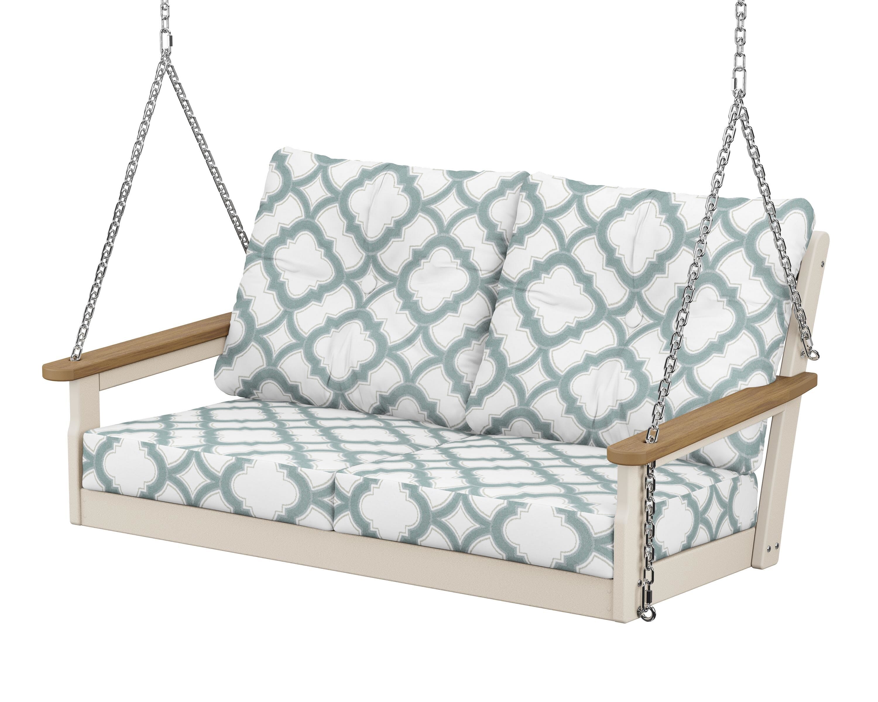POLYWOOD® Vineyard Deep Seating Swing in Sand / Natural / Trellis Glacier Spa