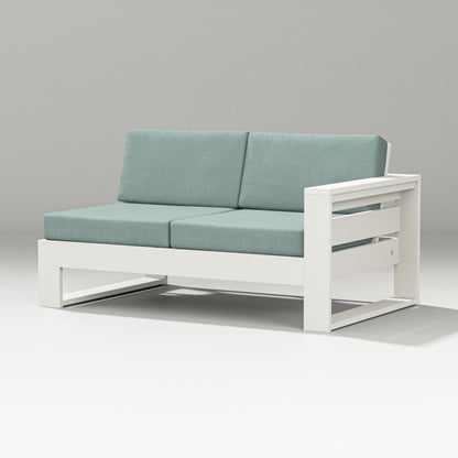 PW Designer Series Latitude Modular Right Arm Loveseat in Vintage White / Glacier Spa