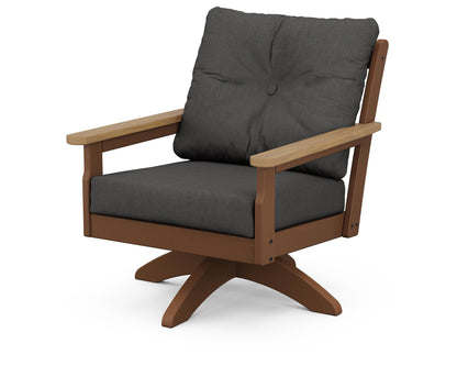 POLYWOOD® Vineyard Deep Seating Swivel Chair in Teak / Natural / Spectrum Carbon