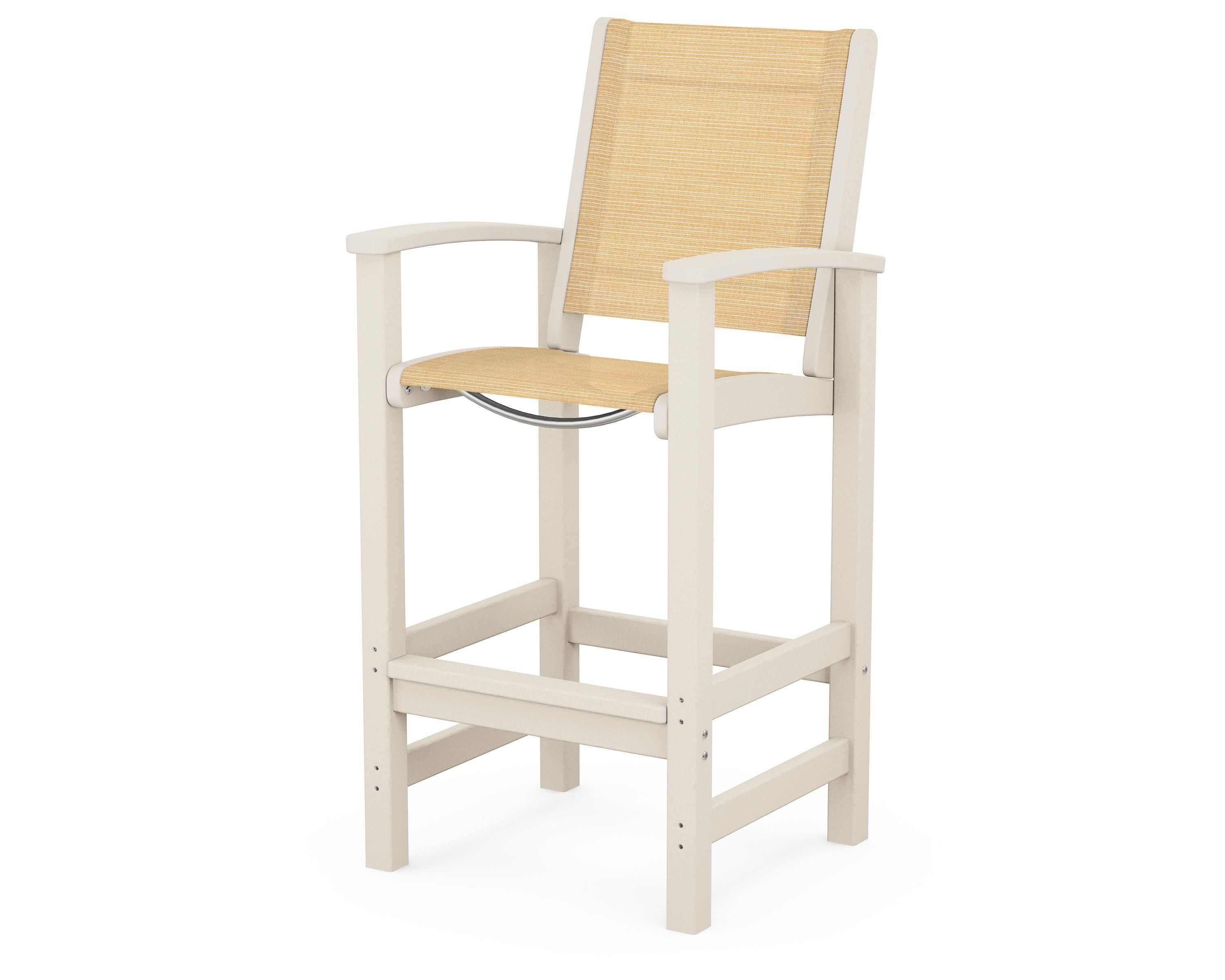 POLYWOOD® Coastal Bar Chair in Sand / Dupioni Apricot Sling