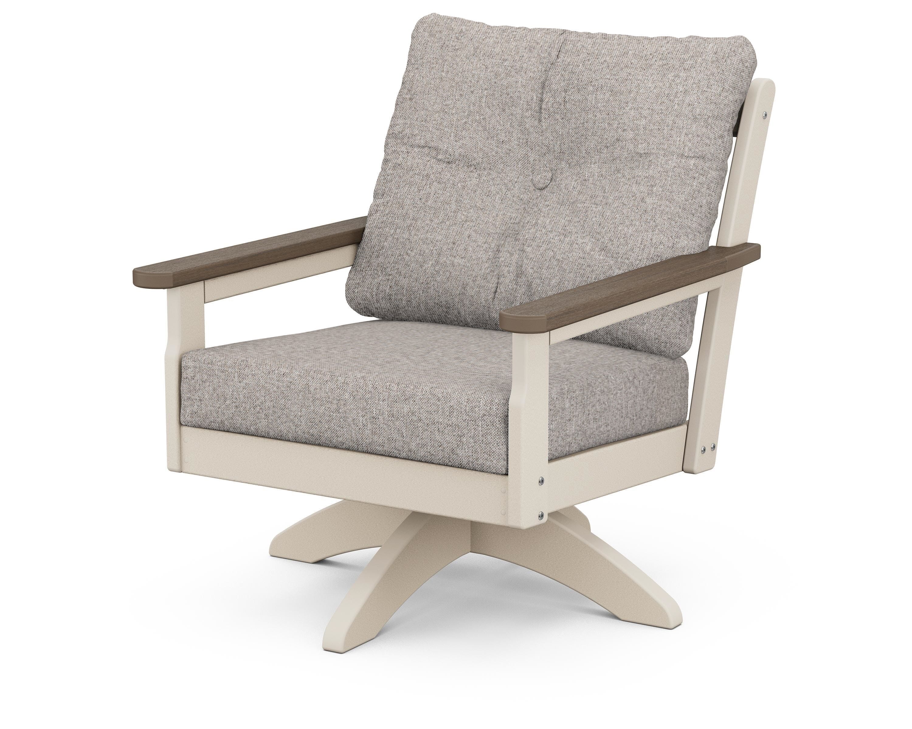 POLYWOOD® Vineyard Deep Seating Swivel Chair in Sand / Kona / Weathered Tweed