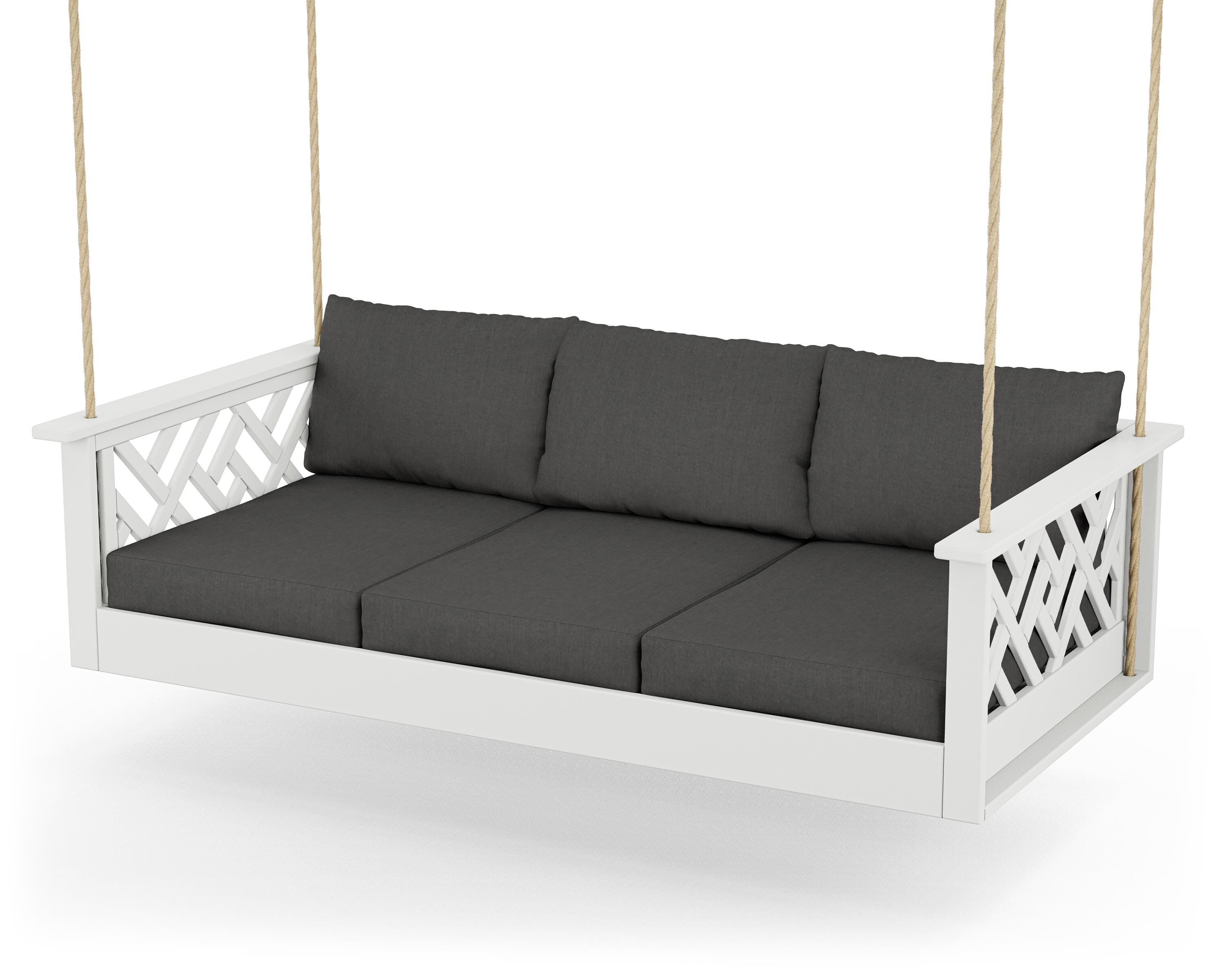 POLYWOOD® Chippendale Daybed Swing in White / Spectrum Carbon