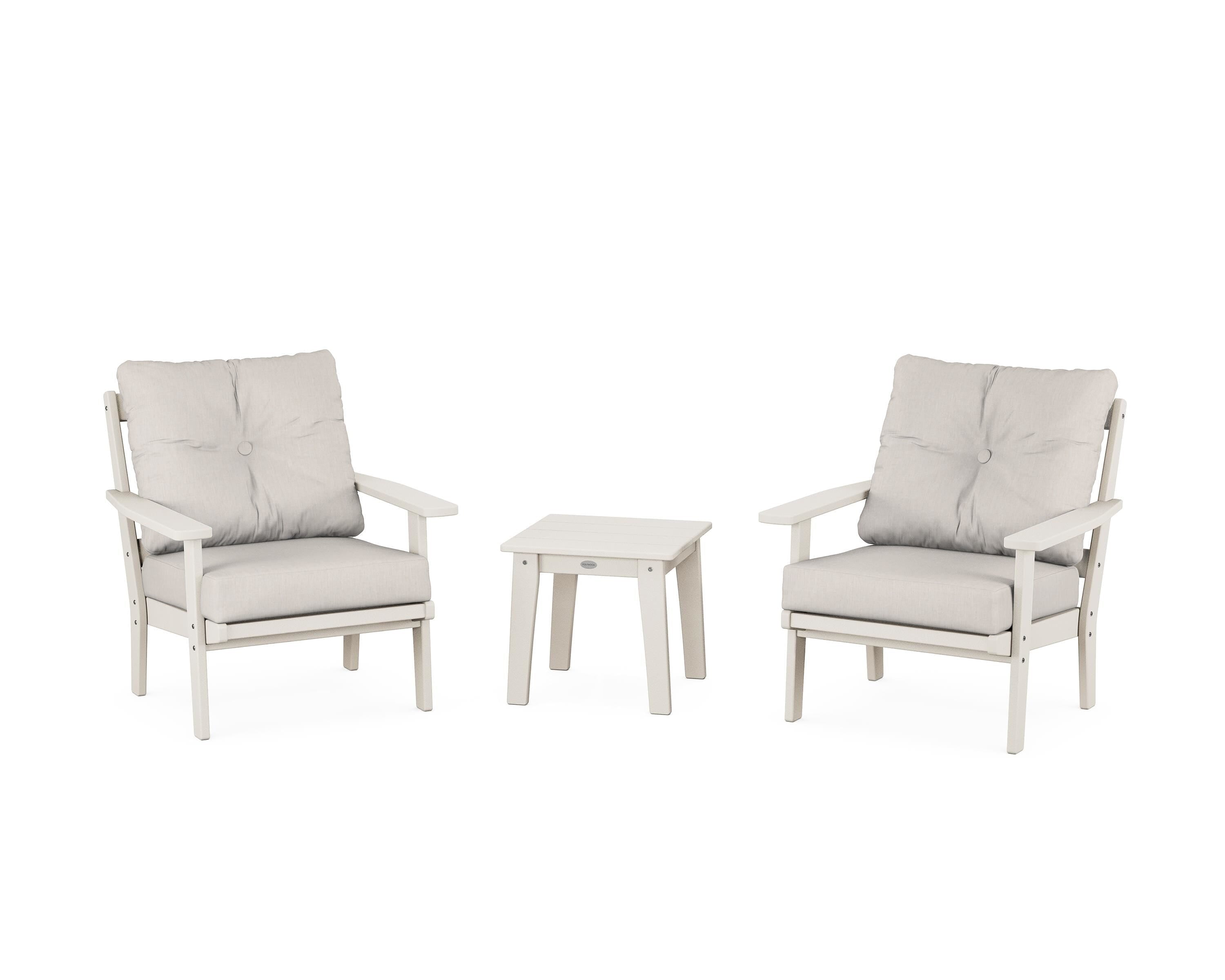 POLYWOOD® Oxford 3-Piece Deep Seating Set in Sand / Cast Ash