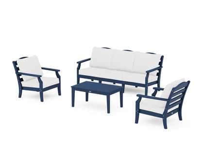 Draper James™ by  POLYWOOD® Savannah 4-Piece Deep Seating Set with Sofa in Navy / Natural