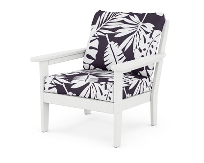 Country Living Cottage Deep Seating Chair in White / Leaf Navy