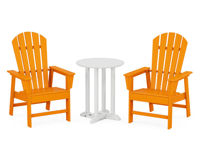 POLYWOOD® South Beach 3-Piece Round Farmhouse Bistro Dining Set in Tangerine / White