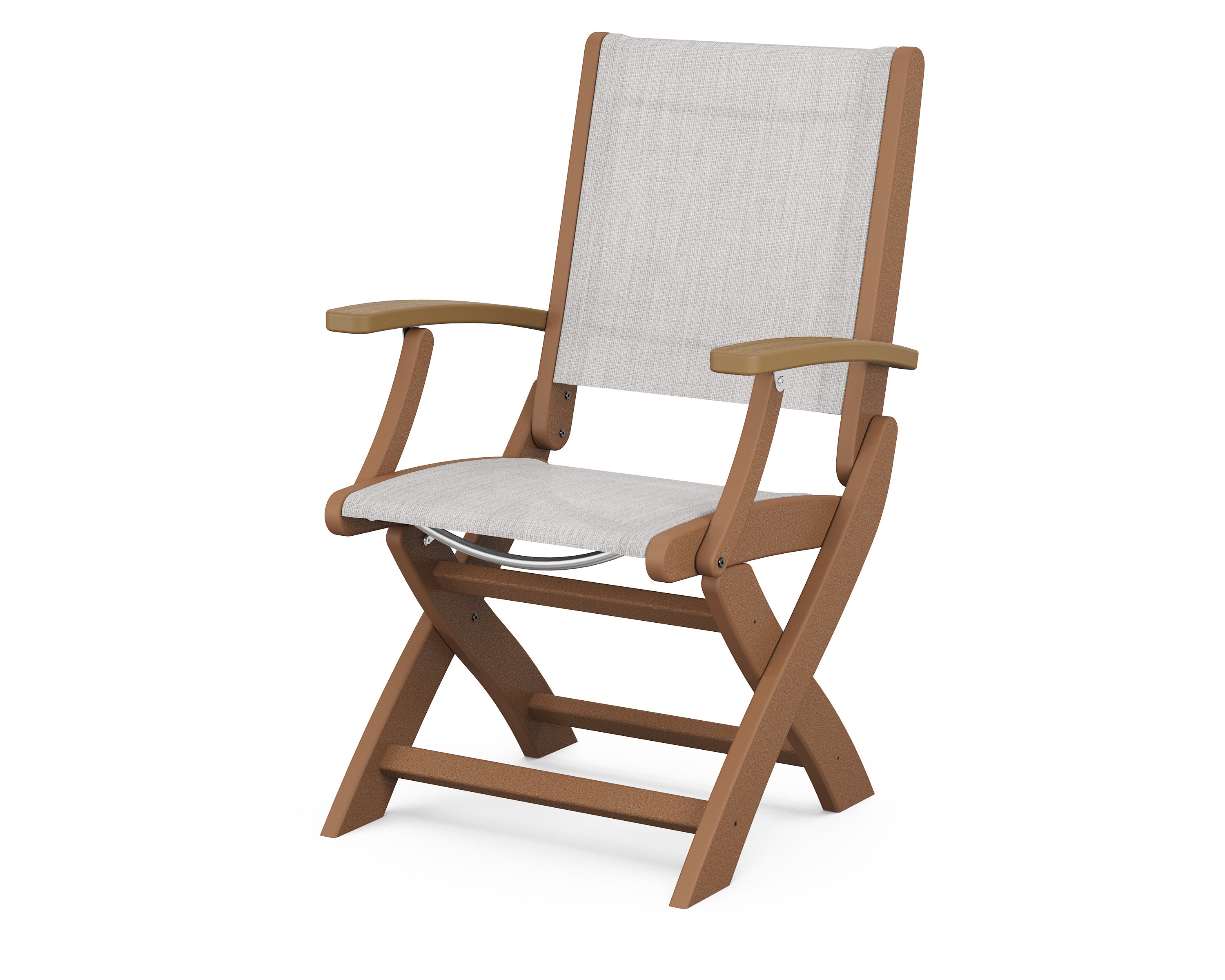POLYWOOD® Coastal Folding Chair in Teak / Natural / Parchment Sling
