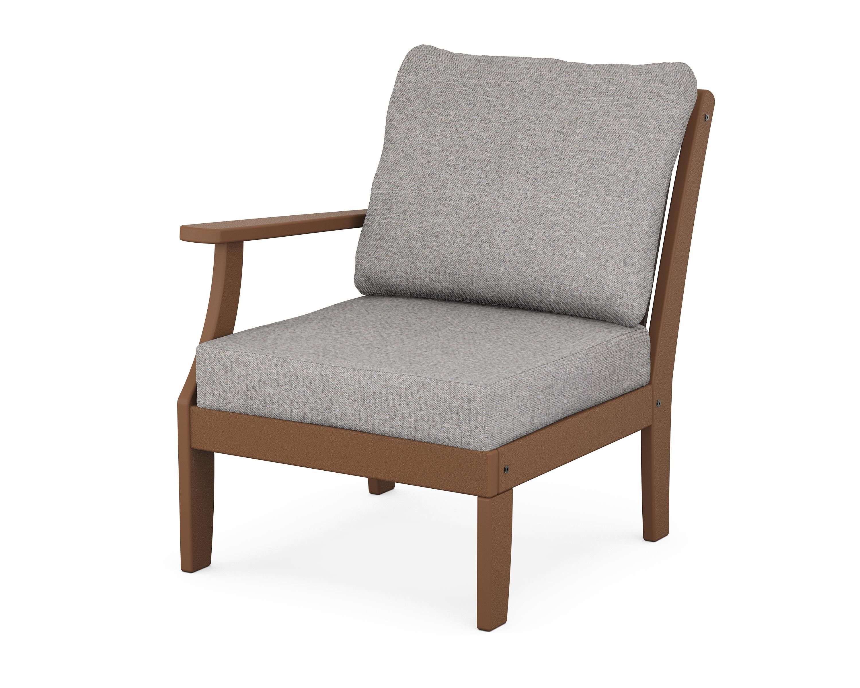 POLYWOOD® Braxton Modular Left Arm Chair in Teak / Grey Mist