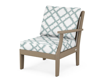 POLYWOOD® Braxton Modular Right Arm Chair in Vintage Sahara / Trellis Glacier Spa