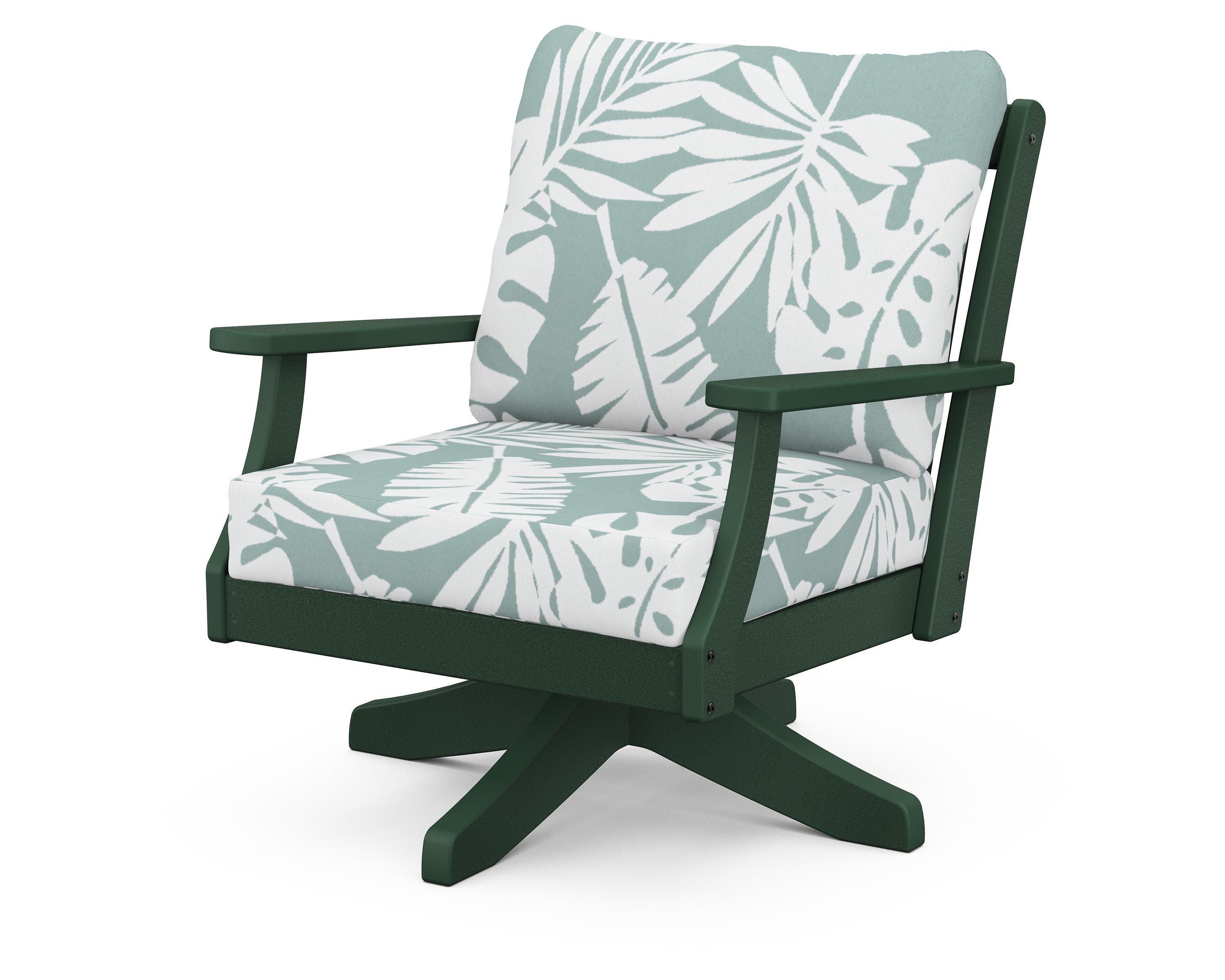 POLYWOOD® Braxton Deep Seating Swivel Chair in Green / Leaf Glacier Spa