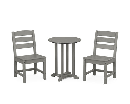 POLYWOOD® Lakeside Side Chair 3-Piece Round Bistro Dining Set in Slate Grey