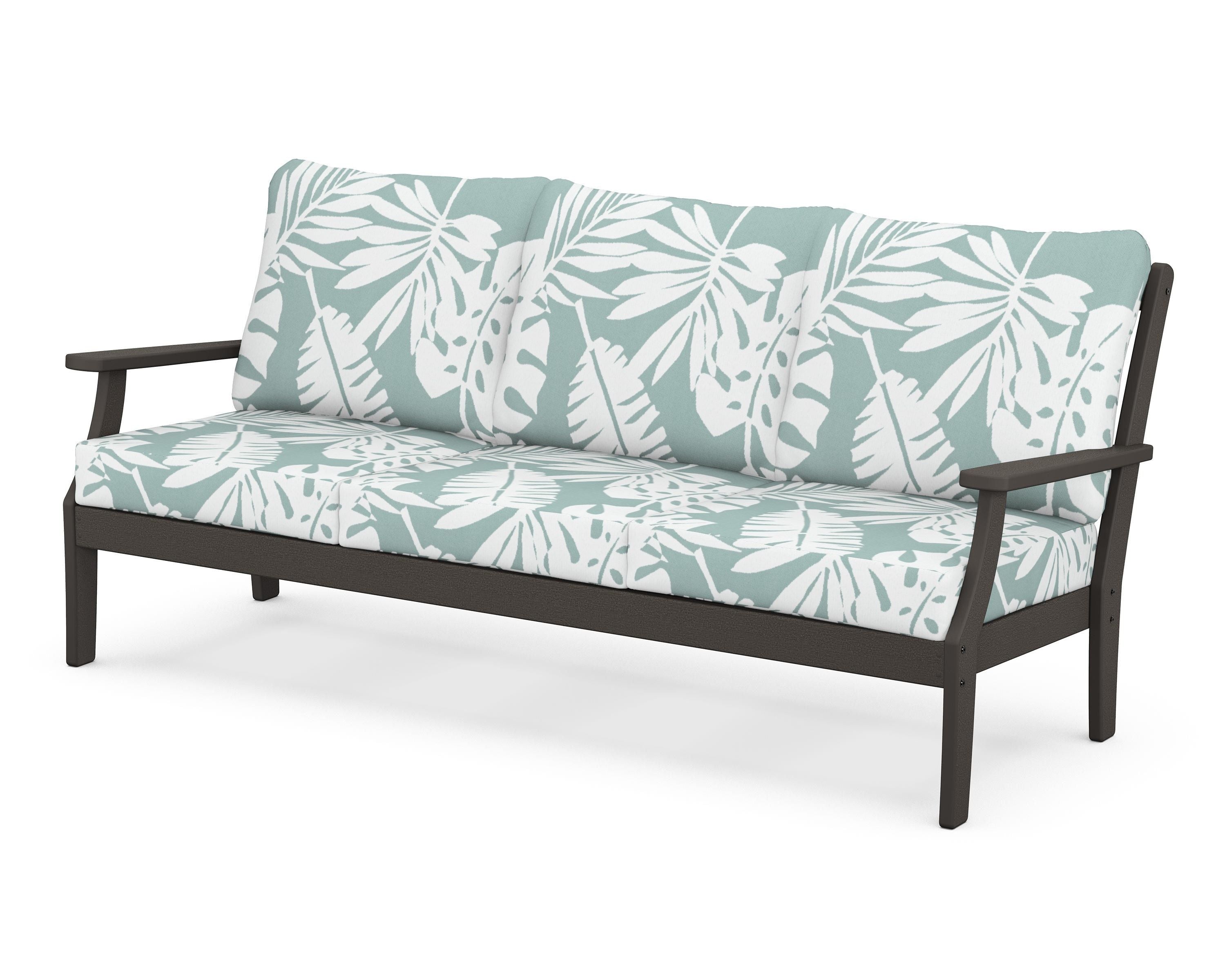POLYWOOD® Braxton Deep Seating Sofa in Vintage Coffee / Leaf Glacier Spa
