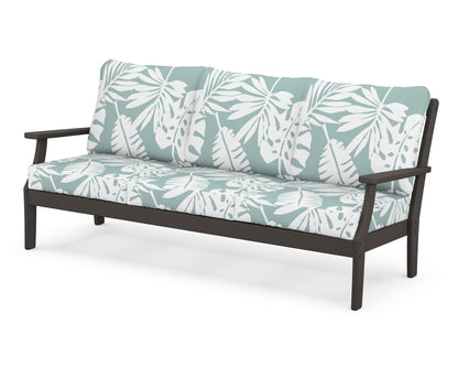 POLYWOOD® Braxton Deep Seating Sofa in Vintage Coffee / Leaf Glacier Spa
