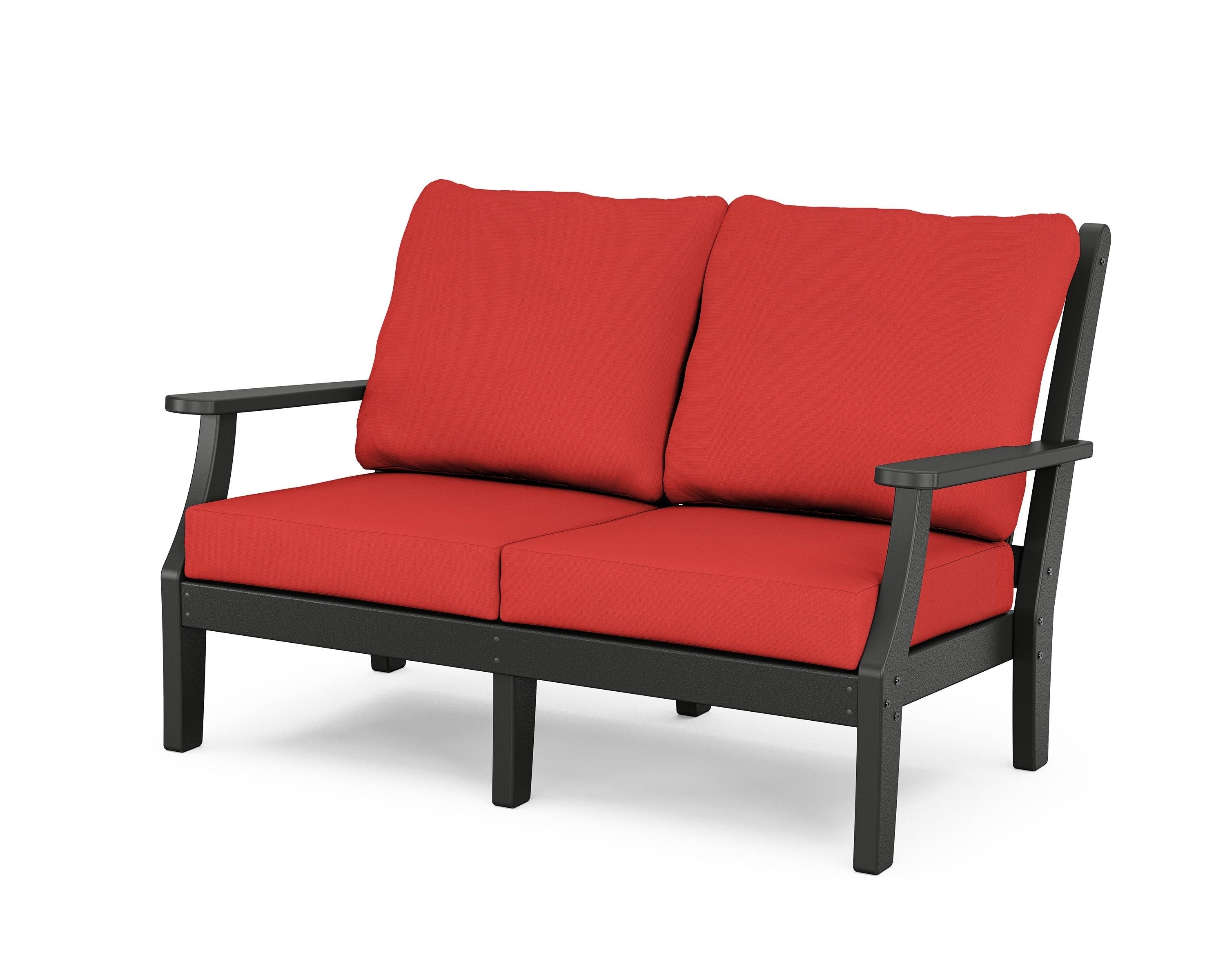 Country Living Wovendale Deep Seating Loveseat in Black / Crimson Linen